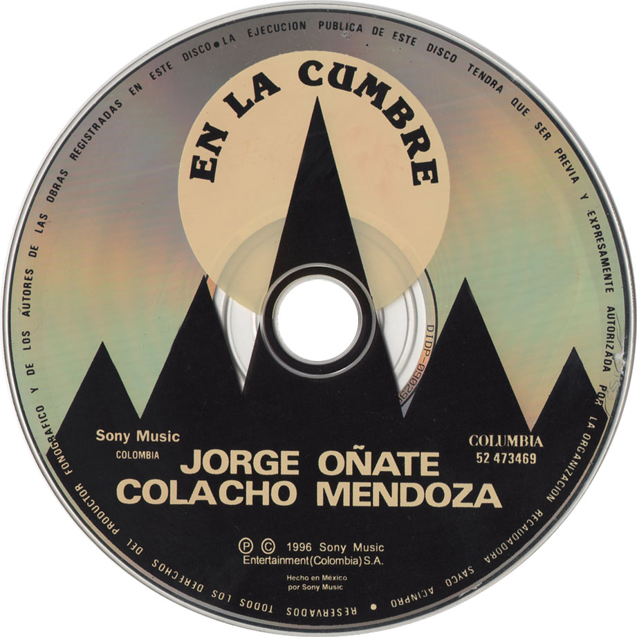 Cartula Cd de Jorge Oate & Colacho Mendoza - En La Cumbre