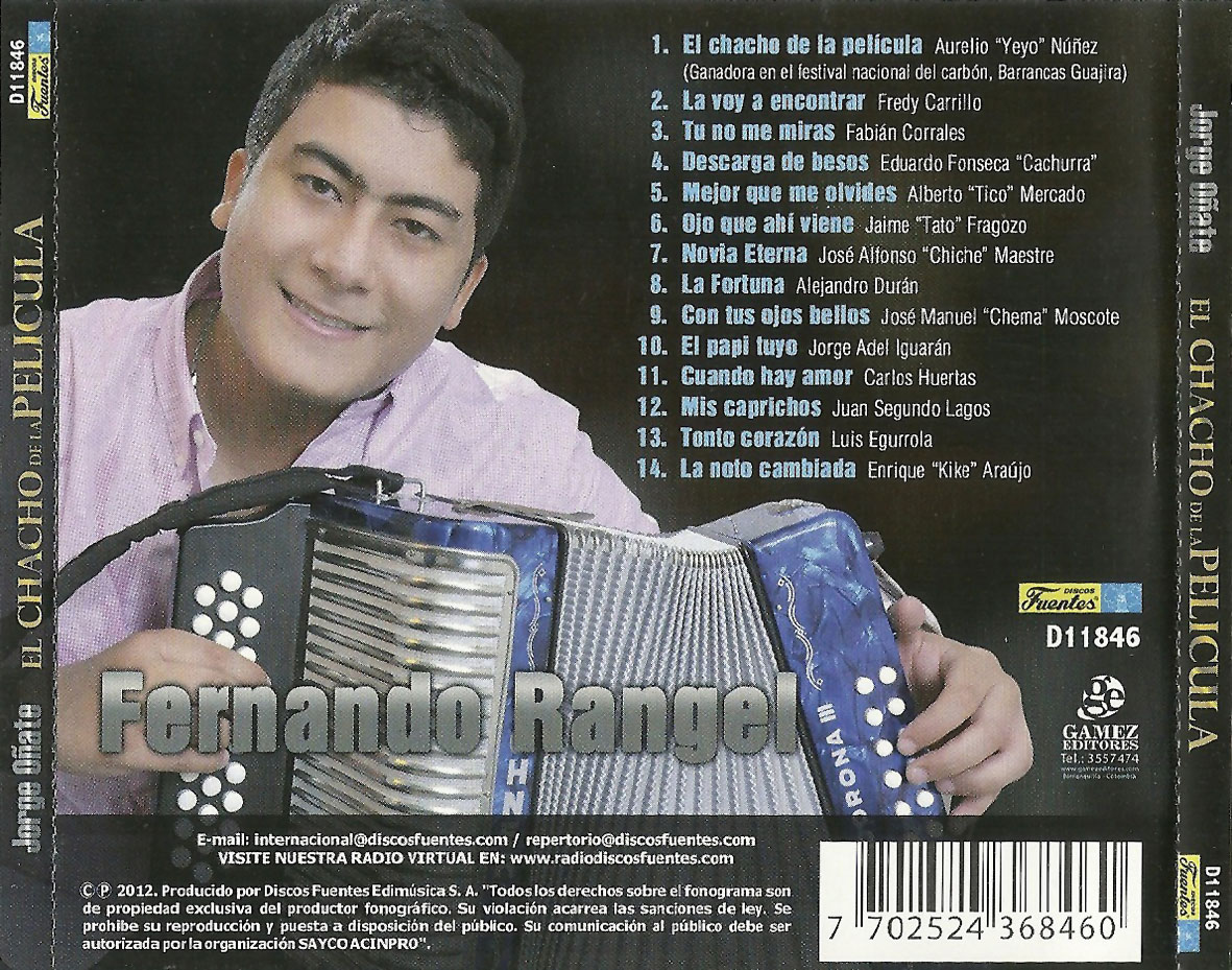 Cartula Trasera de Jorge Oate & Fernando Rangel - El Chacho De La Pelicula