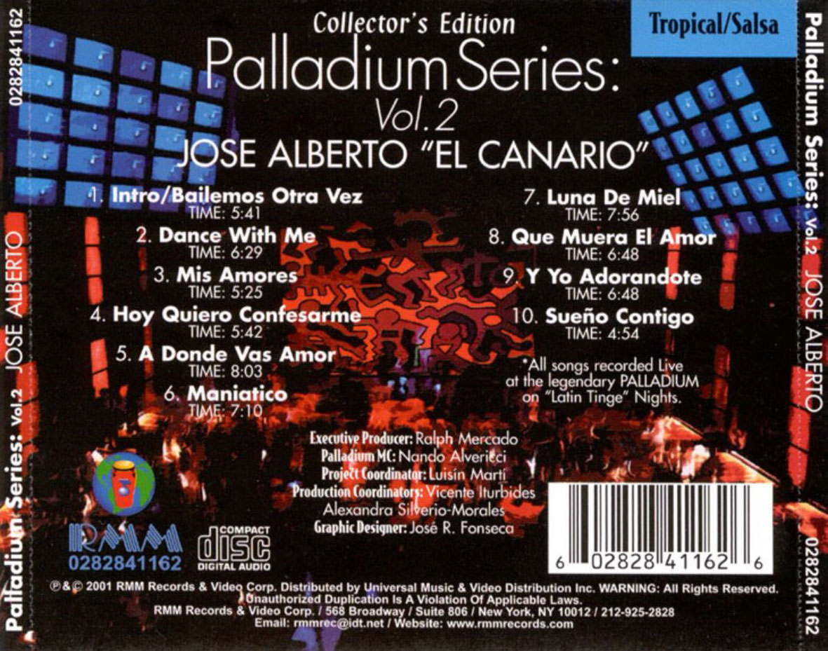 Cartula Trasera de Jose Alberto El Canario - Palladium Series Volume 2