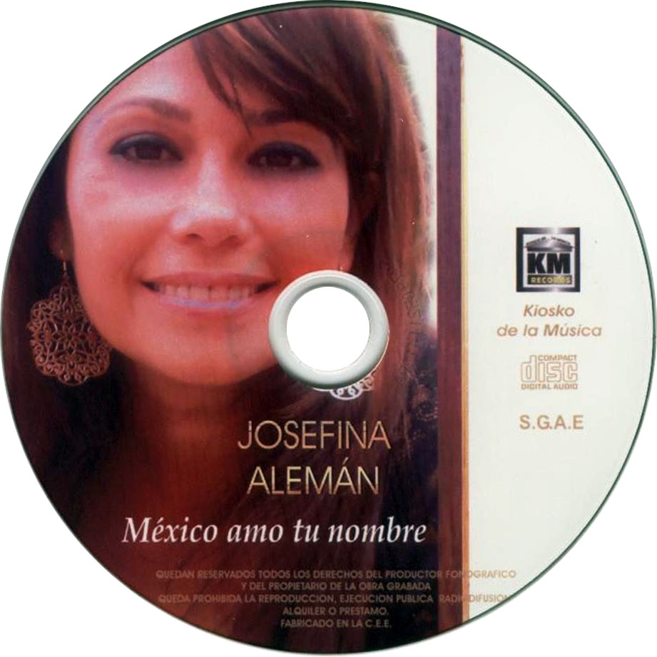Cartula Cd de Josefina Aleman - Mexico Amo Tu Nombre