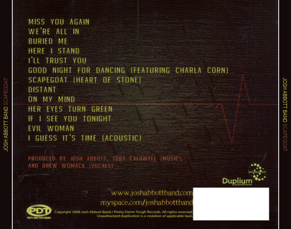 Cartula Trasera de Josh Abbott Band - Scapegoat