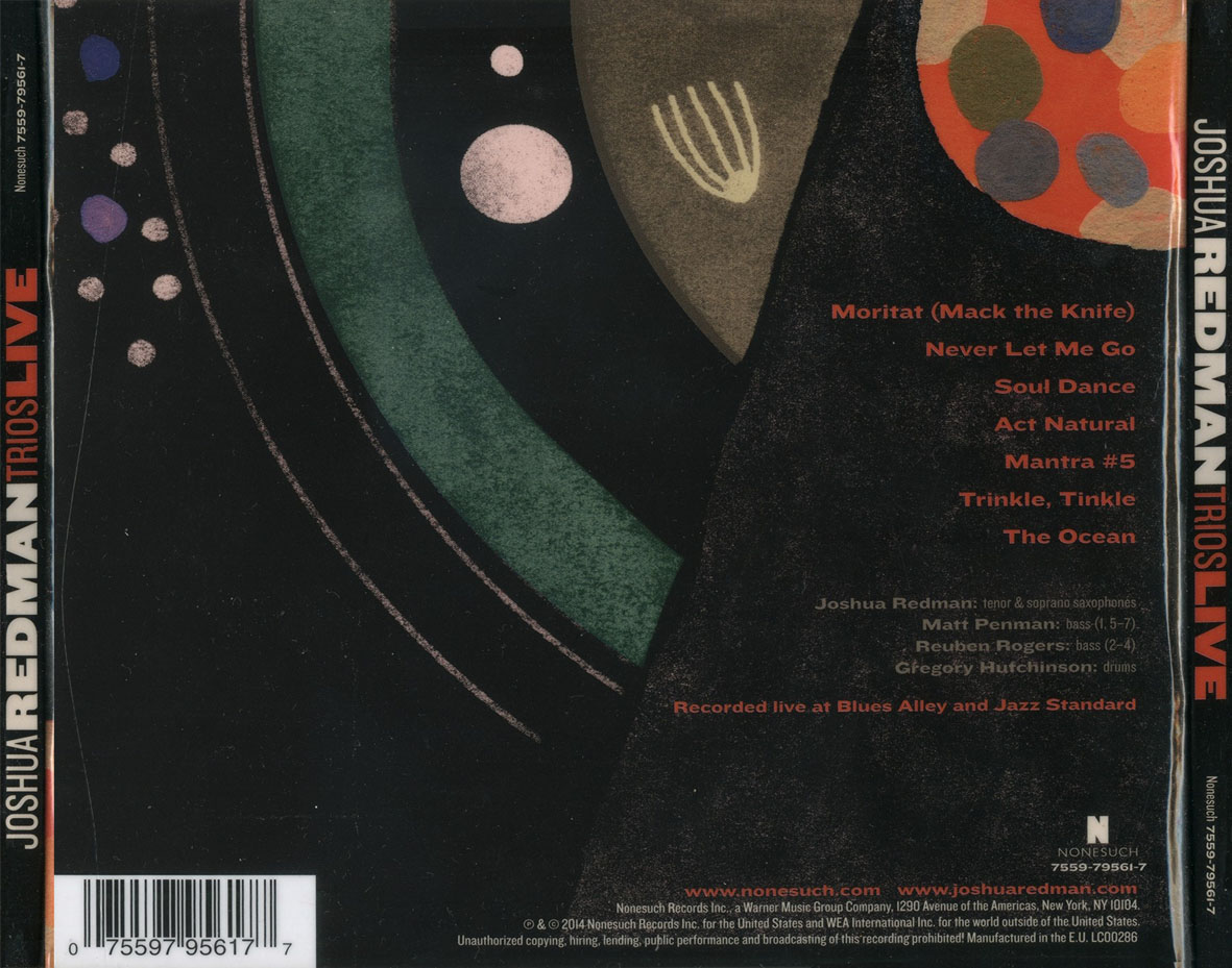 Cartula Trasera de Joshua Redman - Trios Live