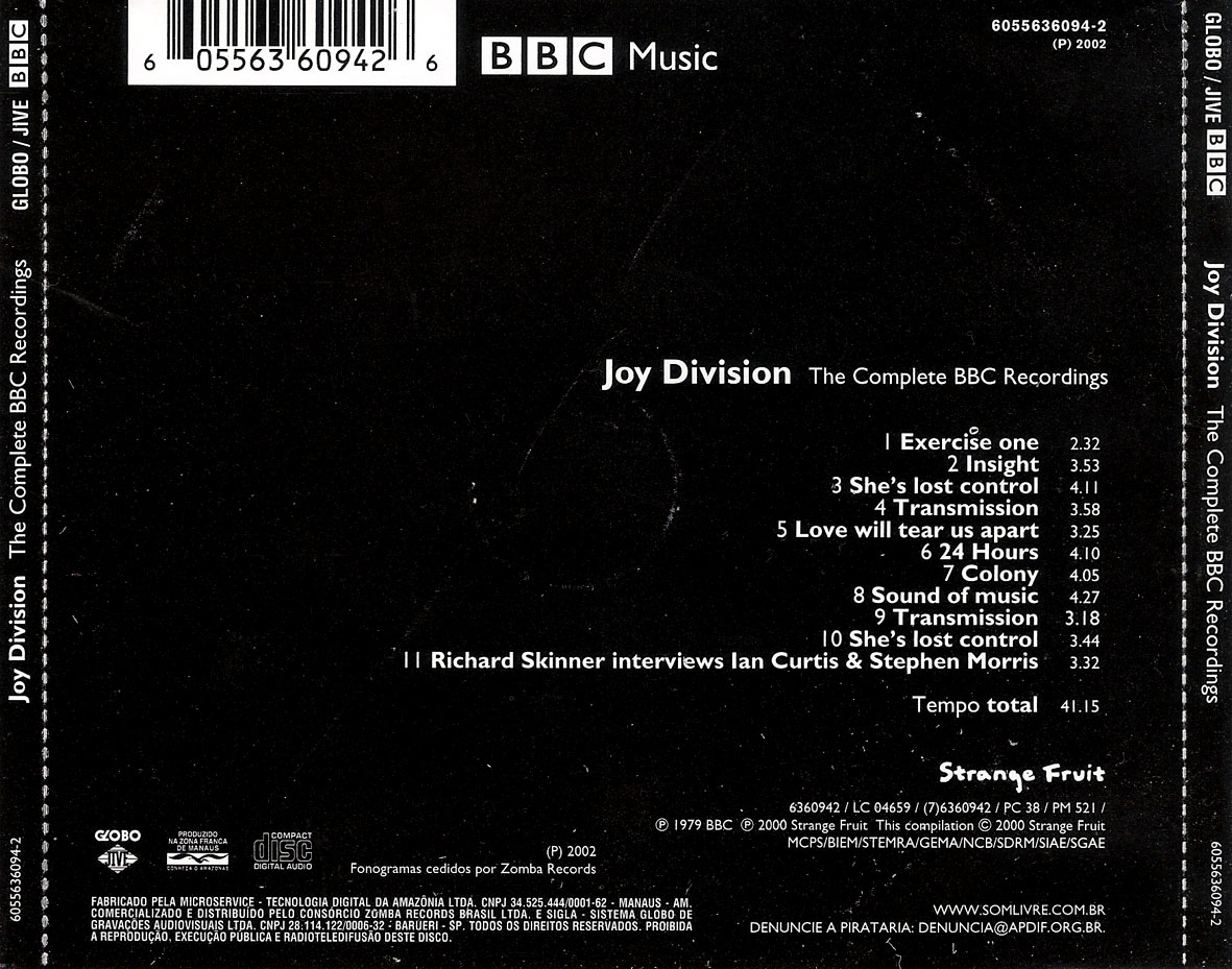Cartula Trasera de Joy Division - The Complete Bbc Recordings
