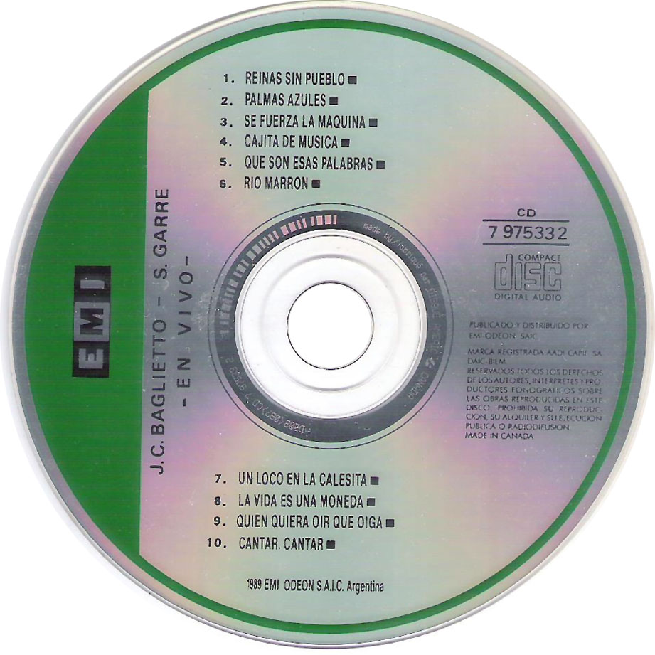 Cartula Cd de Juan Carlos Baglietto / Silvina Garre - En Vivo Teatro Opera