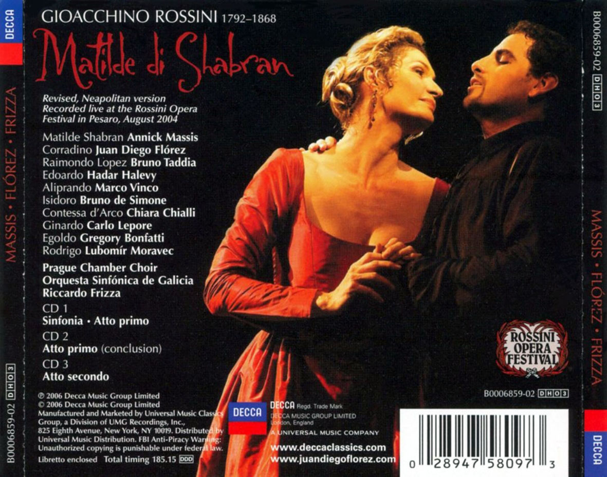 Cartula Trasera de Juan Diego Florez - Rossini: Matilde Di Shabran
