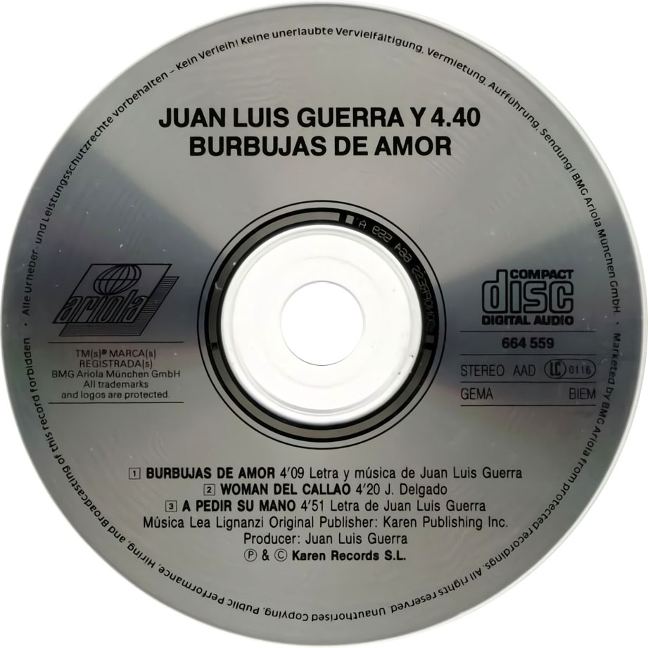 Cartula Cd de Juan Luis Guerra 440 - Burbujas De Amor (Cd Single)