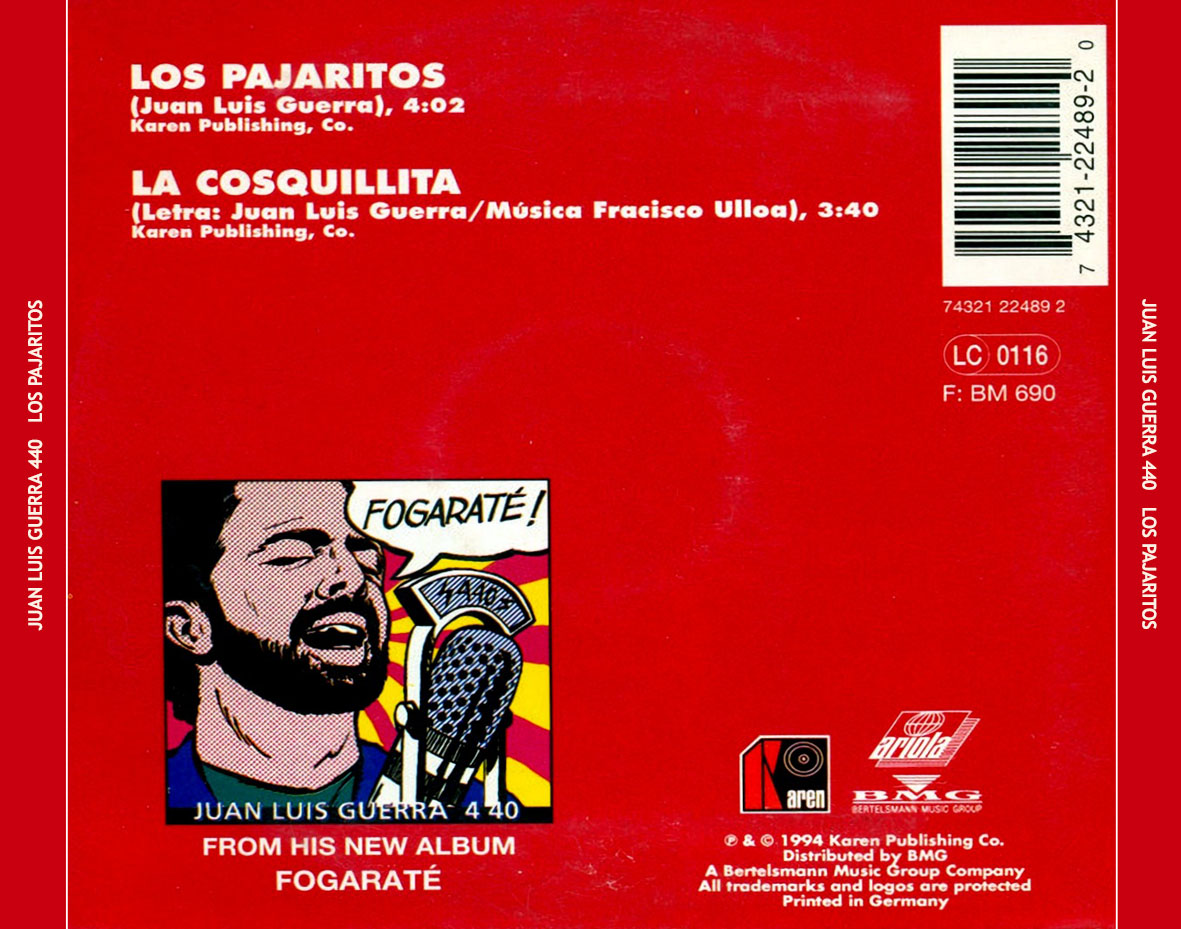 Cartula Trasera de Juan Luis Guerra 440 - Los Pajaritos (Cd Single)
