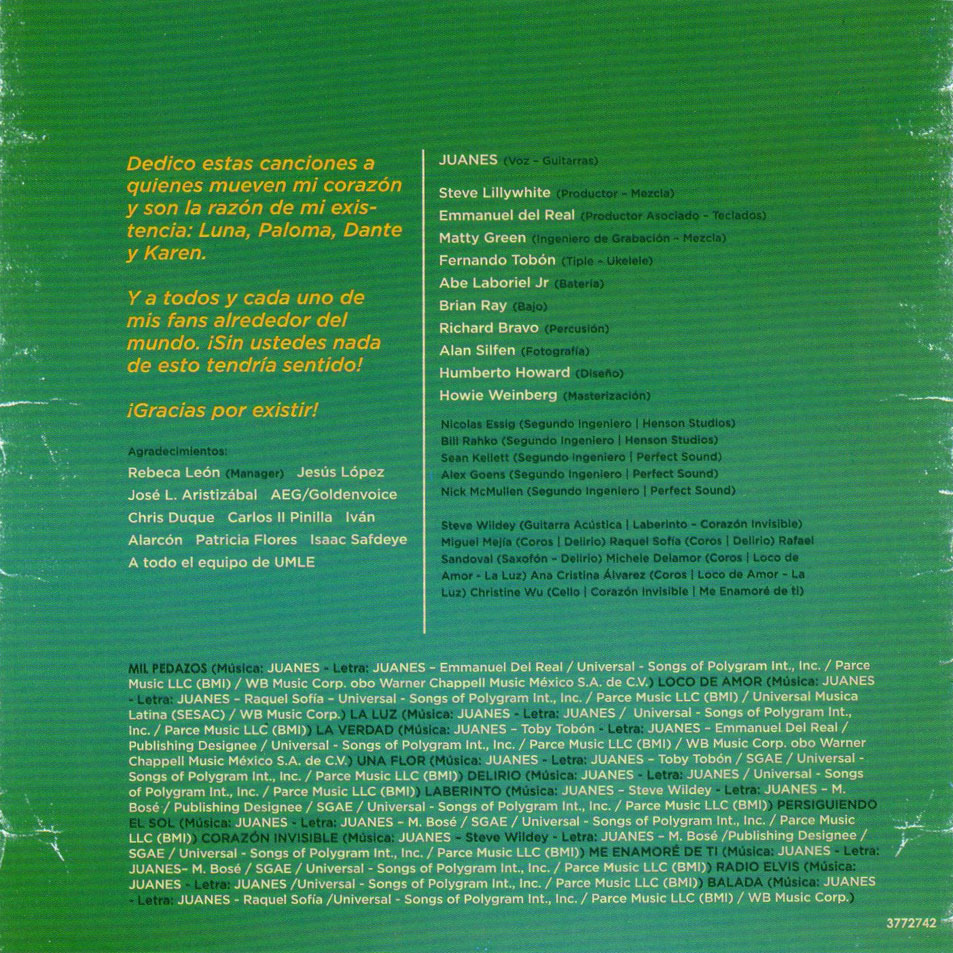 Cartula Interior Frontal de Juanes - Loco De Amor (Exclusive Deluxe Edition)