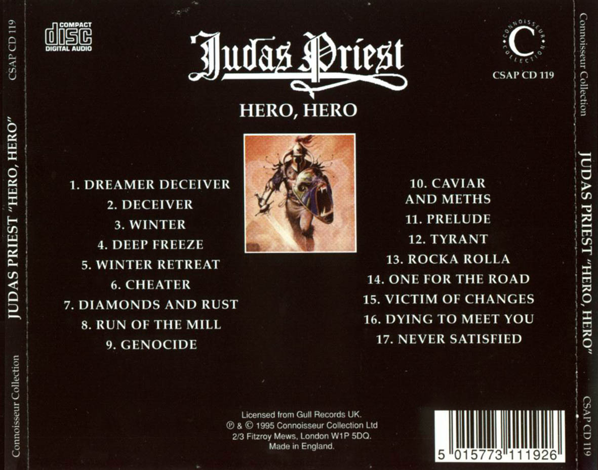 Cartula Trasera de Judas Priest - Hero, Hero