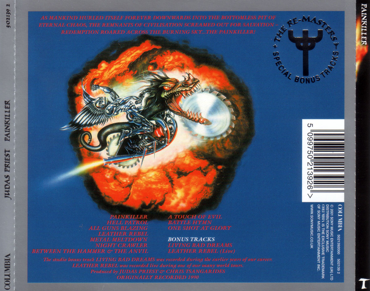 Cartula Trasera de Judas Priest - Painkiller (2001)