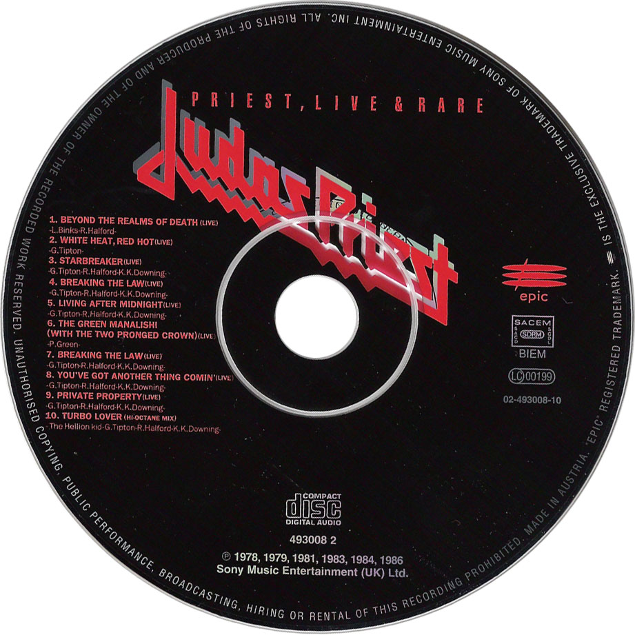 Cartula Cd de Judas Priest - Priest, Live & Rare