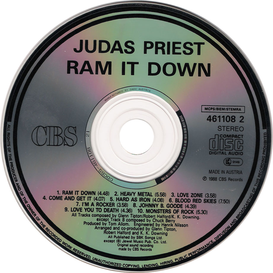 Cartula Cd de Judas Priest - Ram It Down
