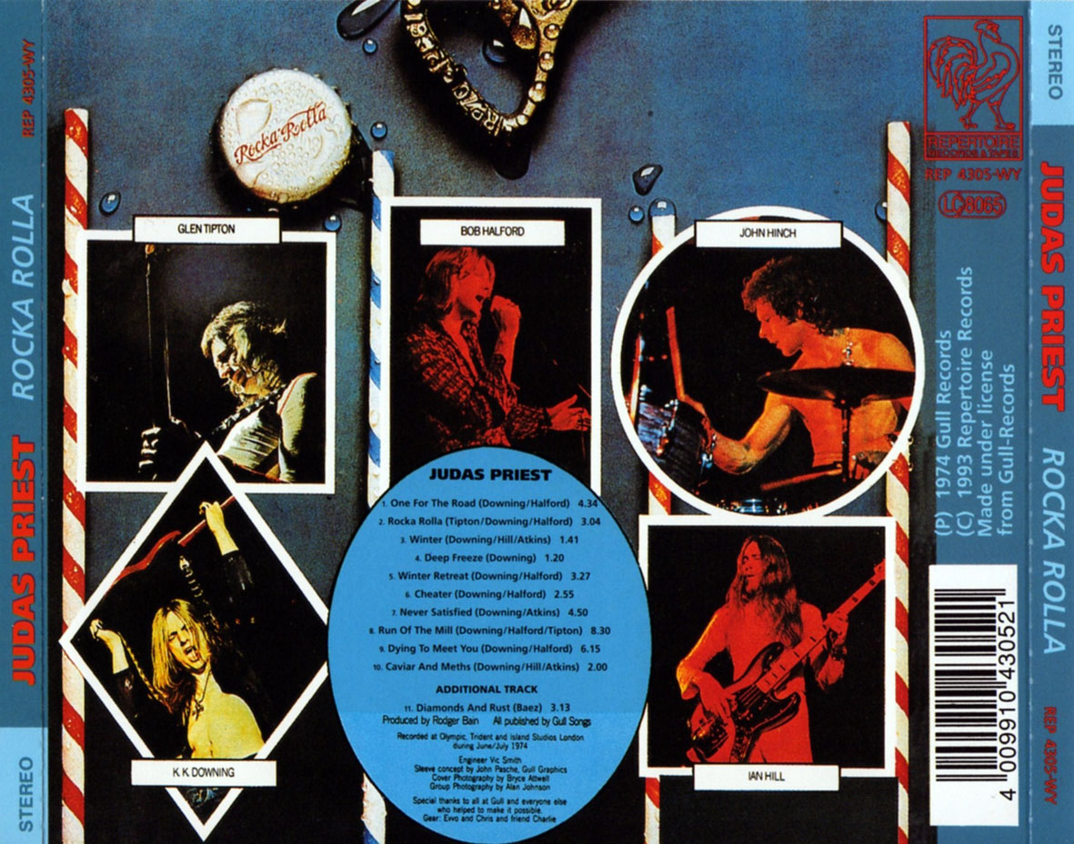 Cartula Trasera de Judas Priest - Rocka Rolla (1993)