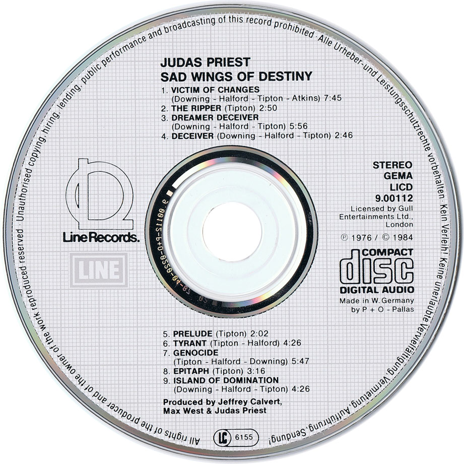 Cartula Cd de Judas Priest - Sad Wings Of Destiny (1984)