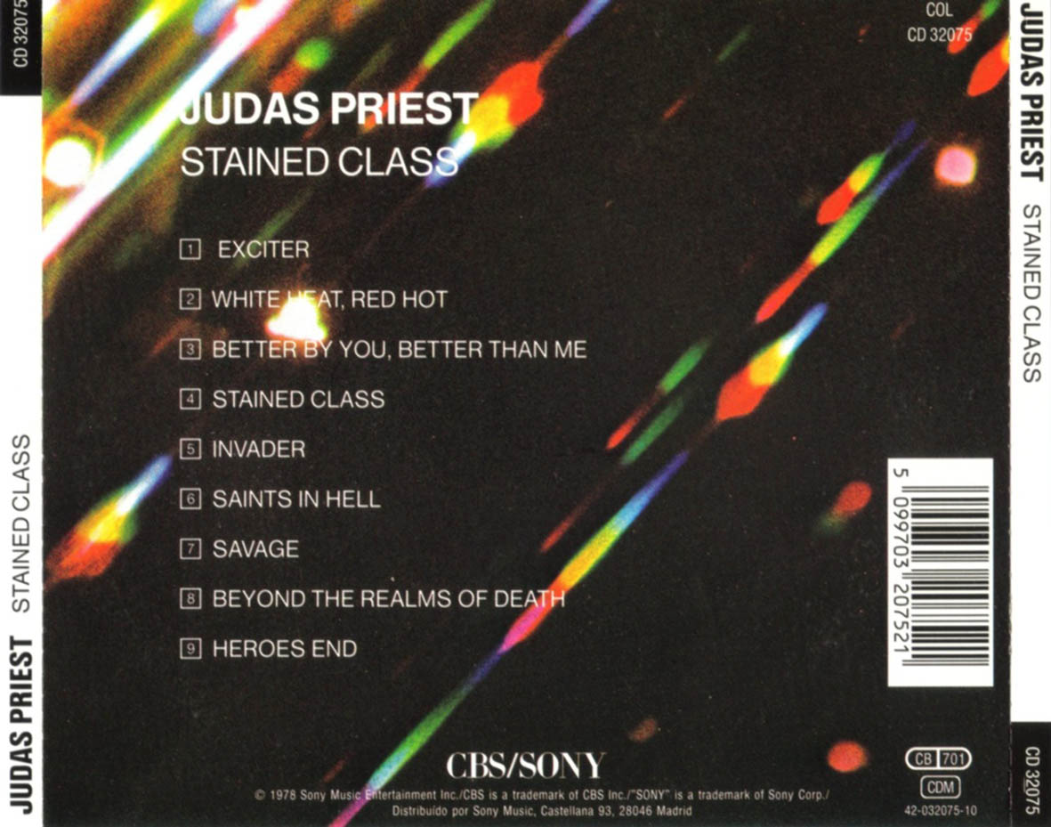 Cartula Trasera de Judas Priest - Stained Class