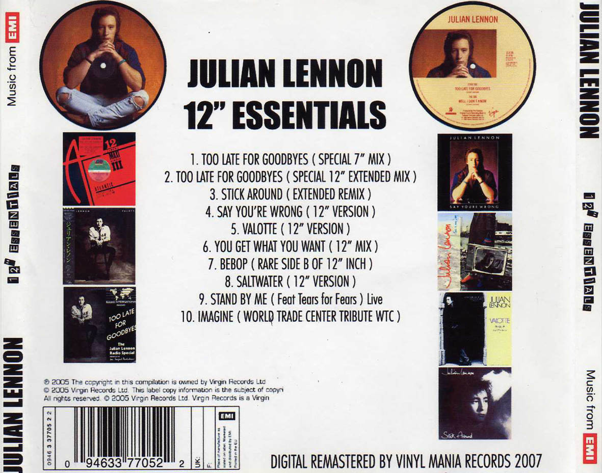 Cartula Trasera de Julian Lennon - 12'' Essentials