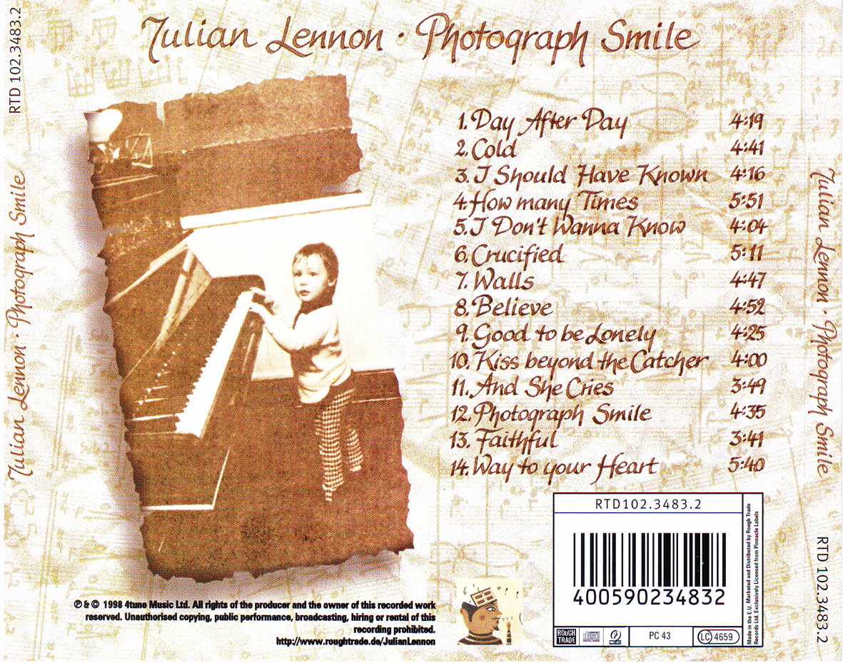Cartula Trasera de Julian Lennon - Photograph Smile