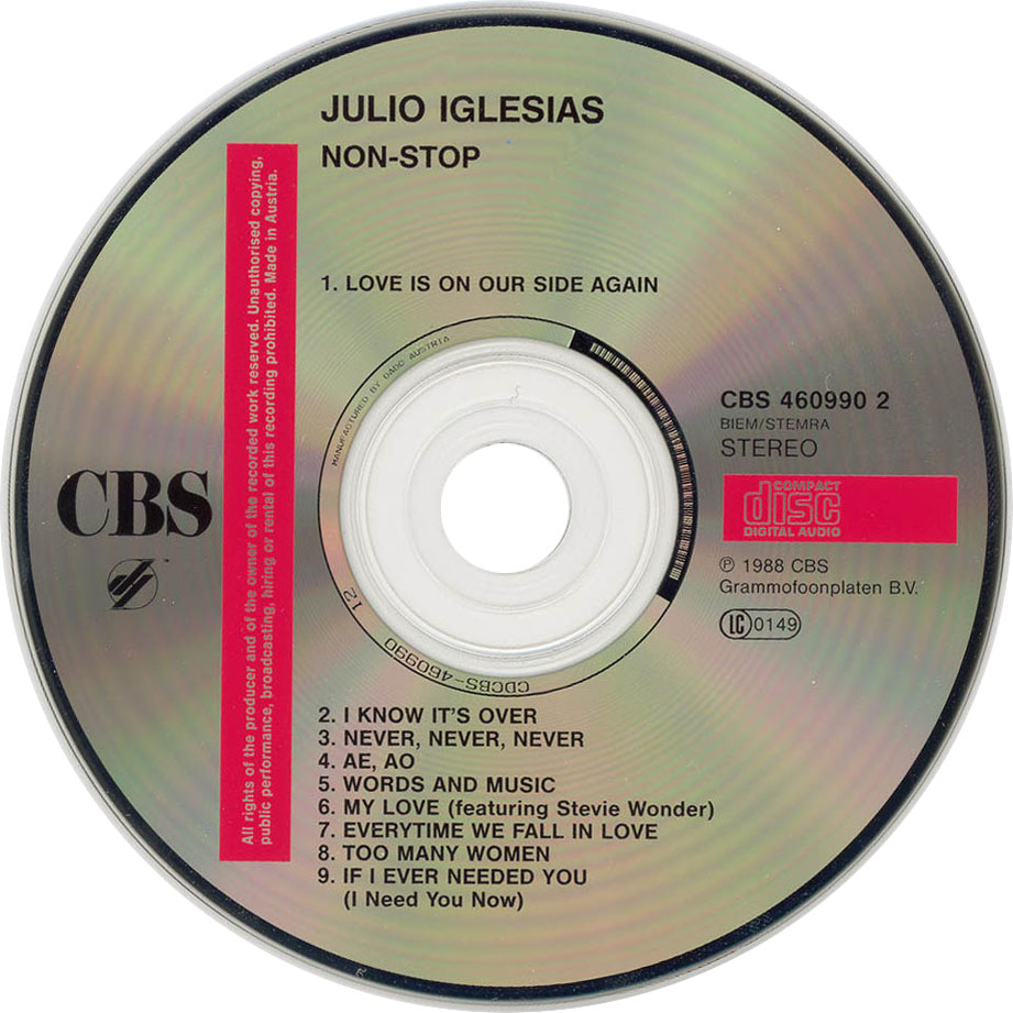 Cartula Cd de Julio Iglesias - Non Stop