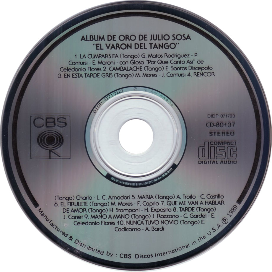 Cartula Cd de Julio Sosa - El Album De Oro