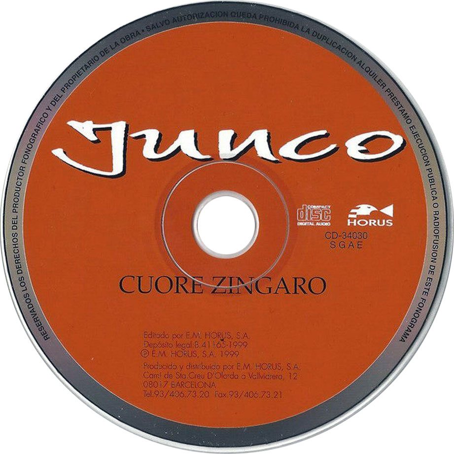 Cartula Cd de Junco - Cuore Zingaro
