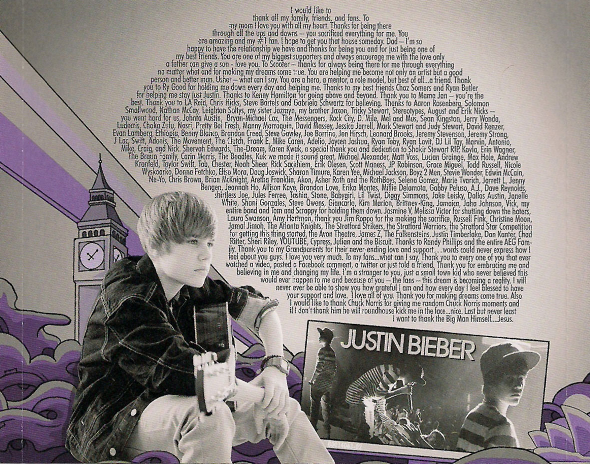 Cartula Interior Trasera de Justin Bieber - My World 2.0
