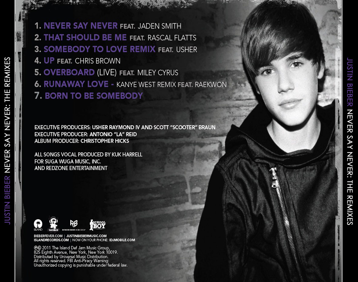 Cartula Trasera de Justin Bieber - Never Say Never: The Remixes