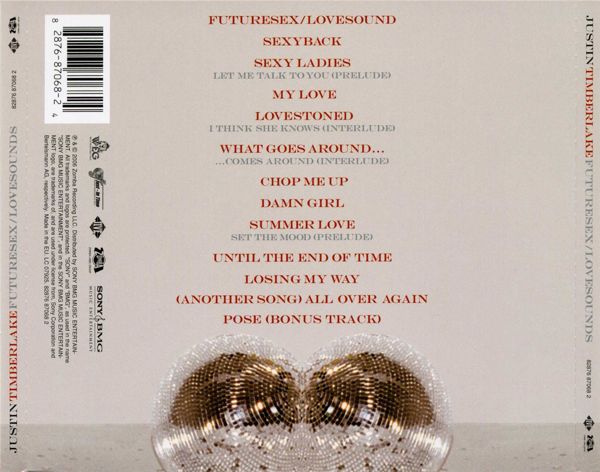 Cartula Trasera de Justin Timberlake - Futuresex Lovesounds (Europe Edition)