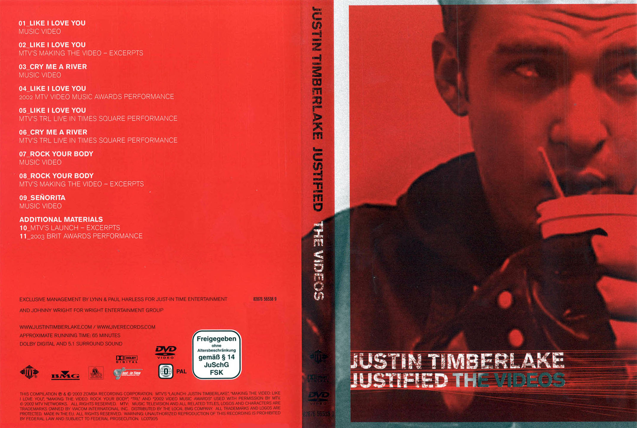Cartula Caratula de Justin Timberlake - Justified: The Videos (Dvd)