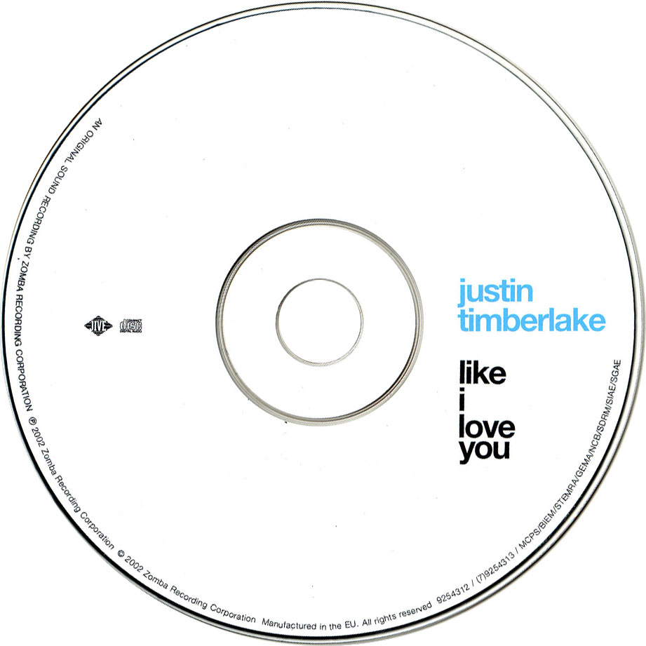Cartula Cd de Justin Timberlake - Like I Love You (Featuring Clipse) (Cd Single)