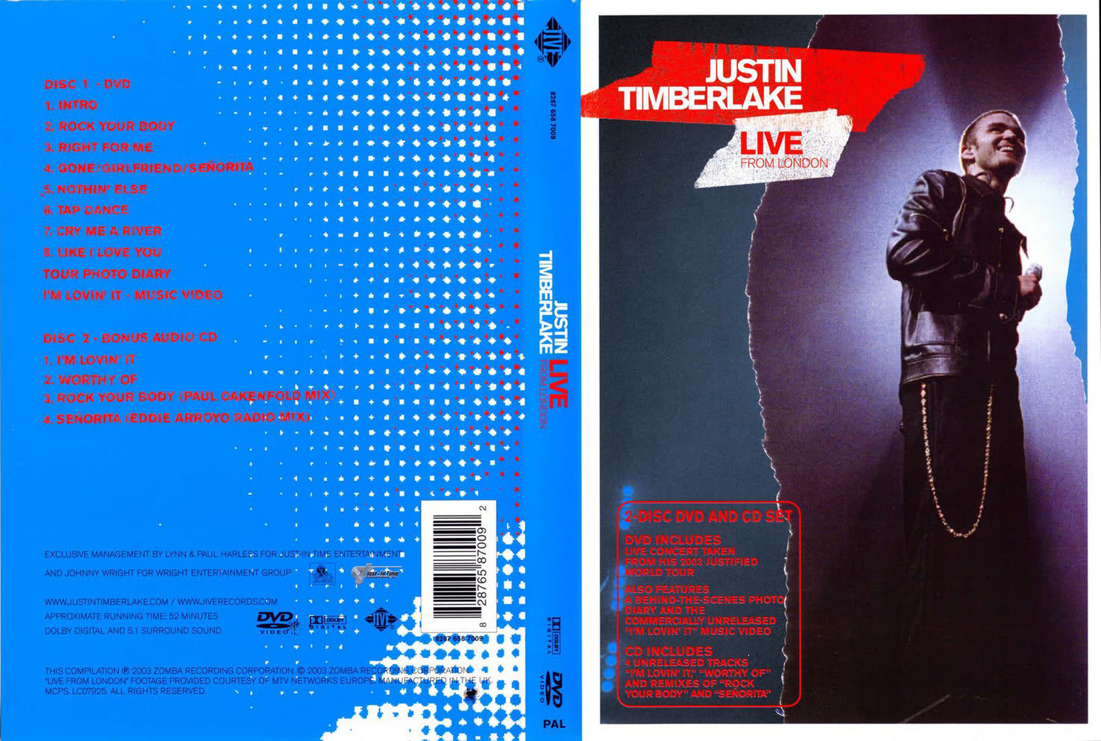 Cartula Caratula de Justin Timberlake - Live From London (Dvd)