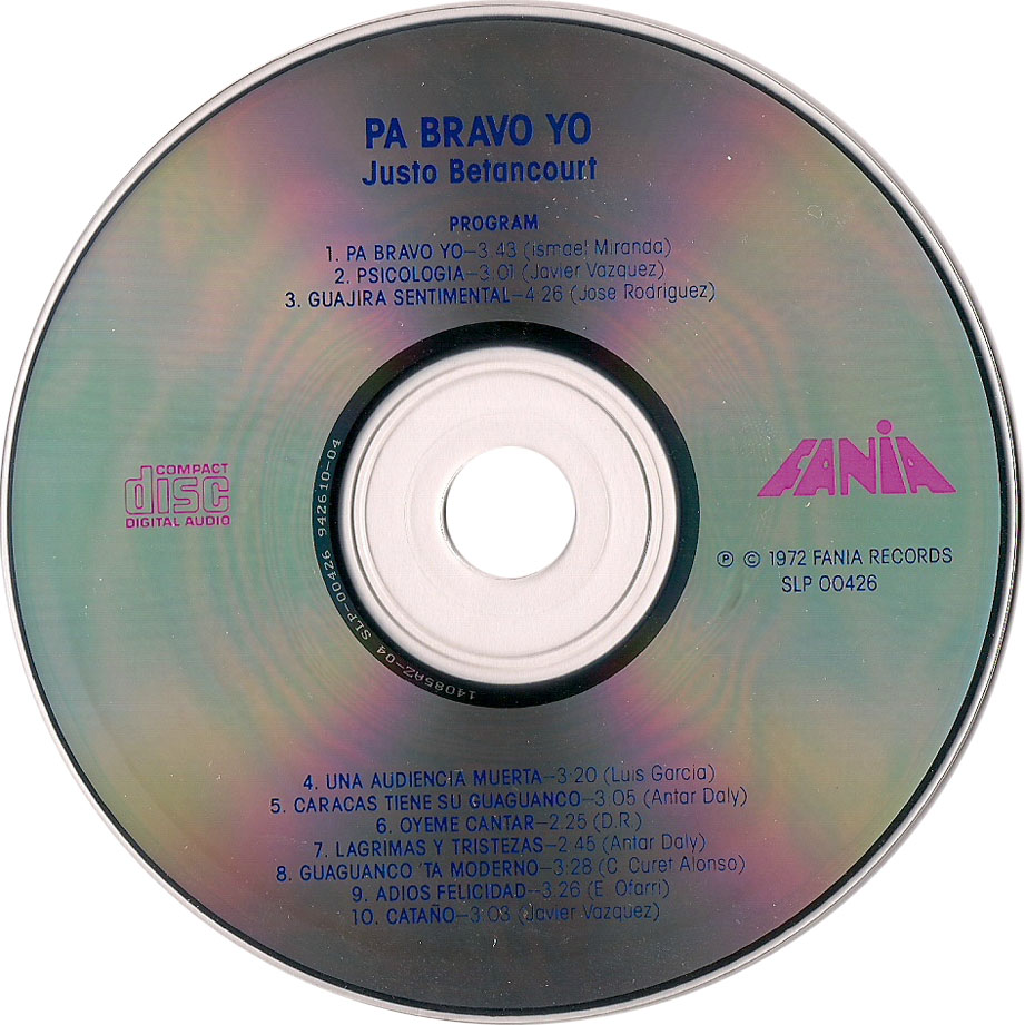 Cartula Cd de Justo Betancourt - Pa' Bravo Yo