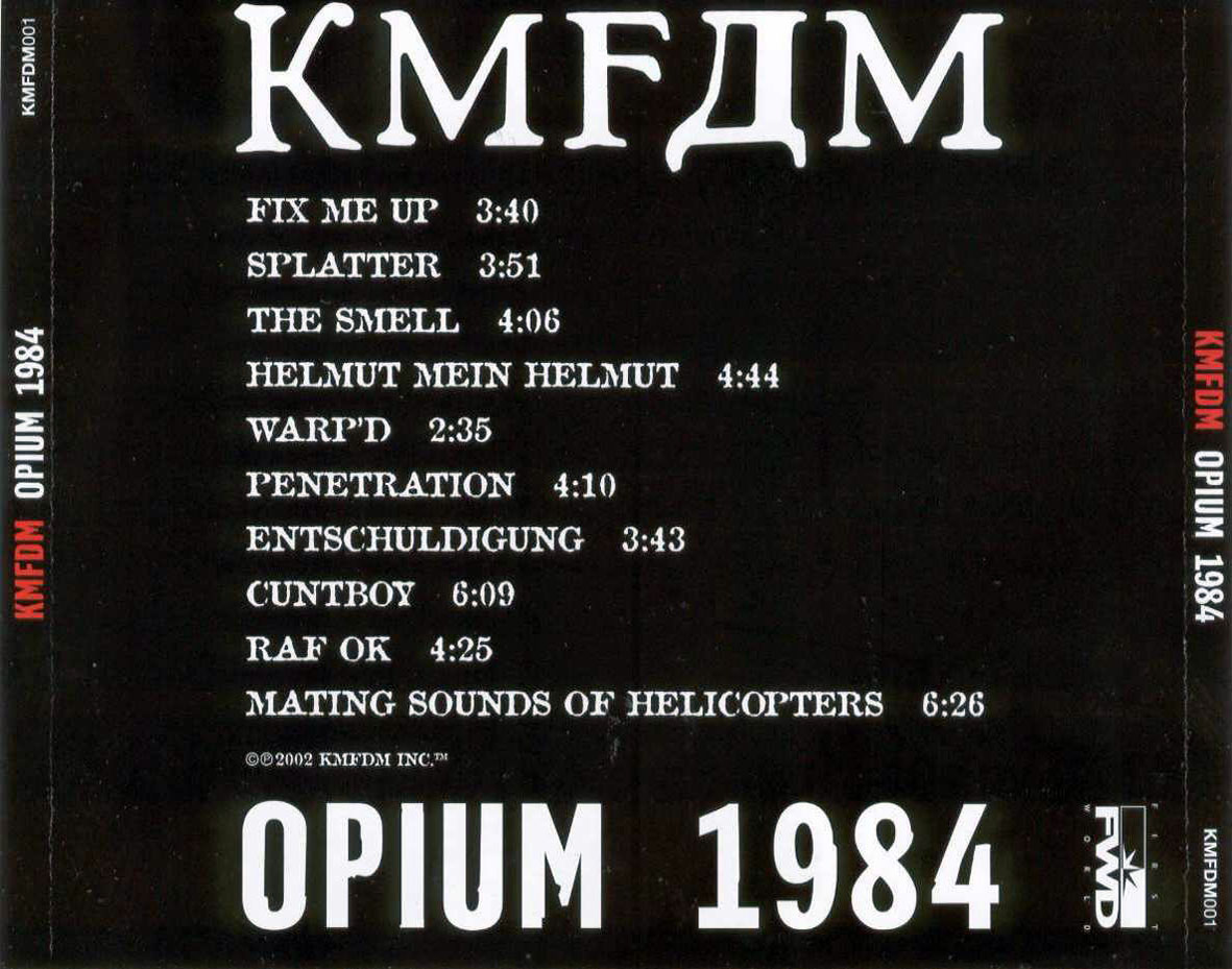 Cartula Trasera de Kmfdm - Opium