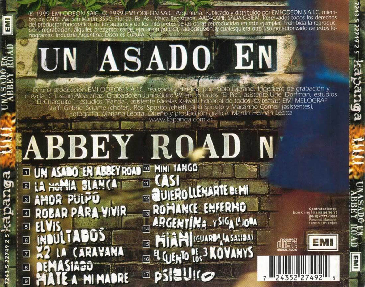 Carátula Trasera de Kapanga - Un Asado En Abbey Road