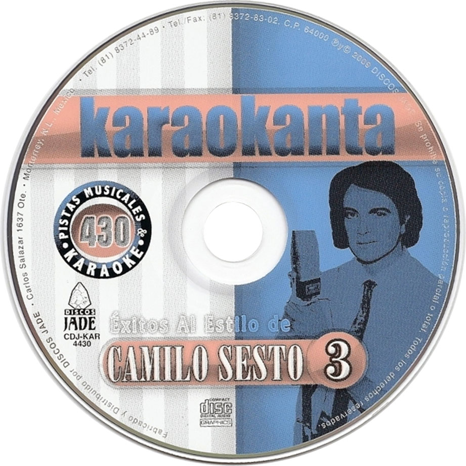 Car�tula Cd de Karaokanta Exitos Al Estilo De Camilo Sesto 3
