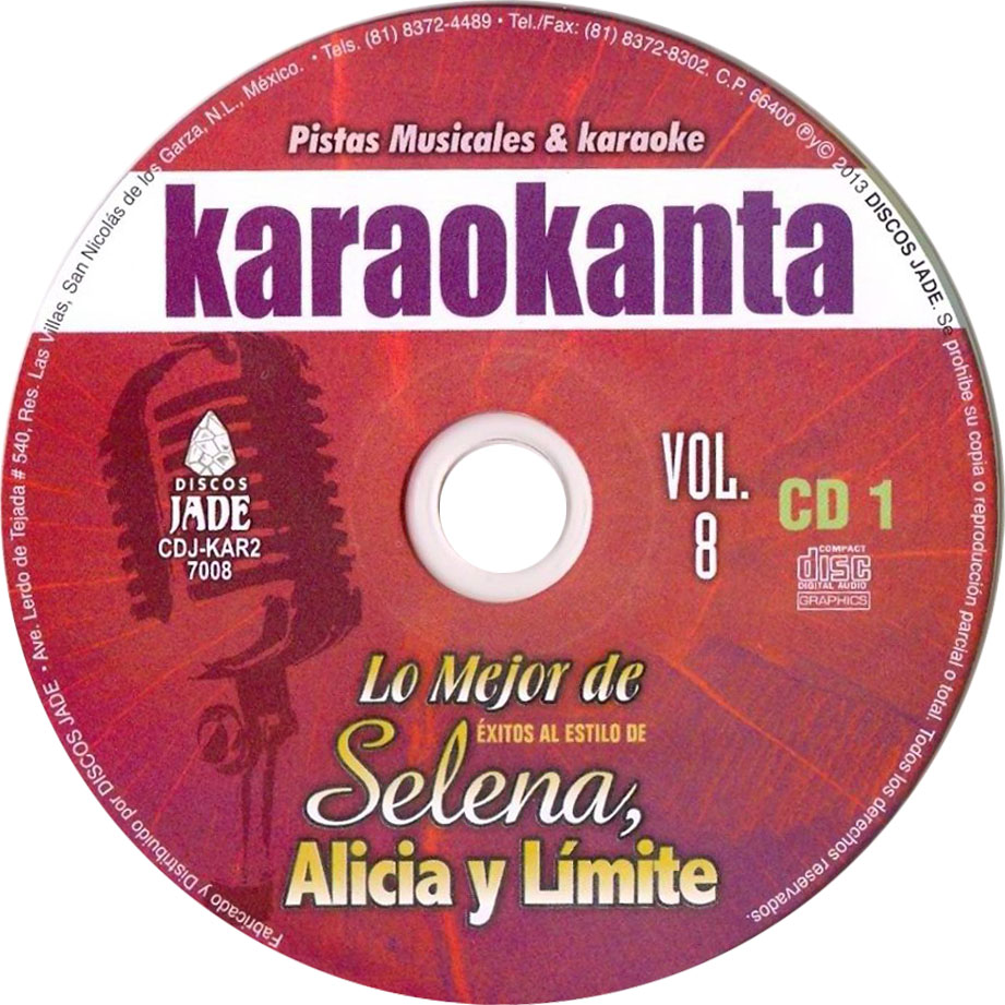Cartula Cd1 de Karaokanta: Lo Mejor De Selena, Alicia Villarreal Y Limite