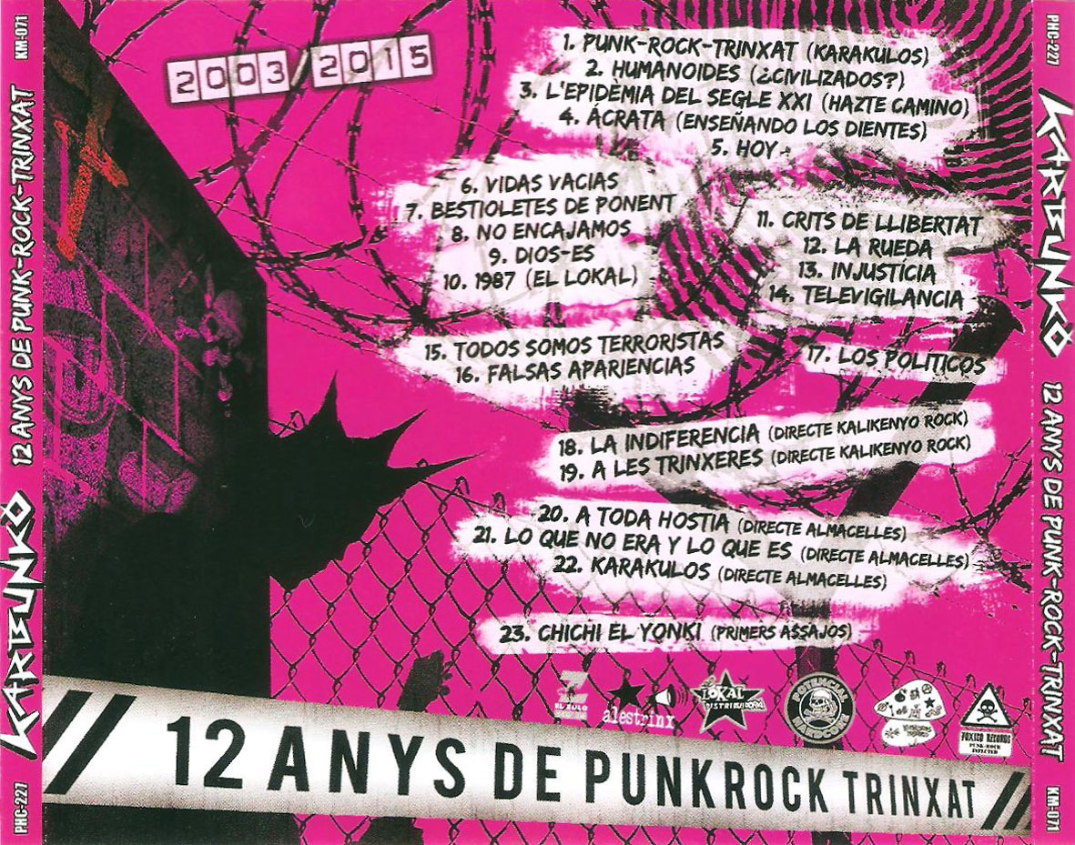 Cartula Trasera de Karbunko - 12 Anys De Punk-Rock-trinxat