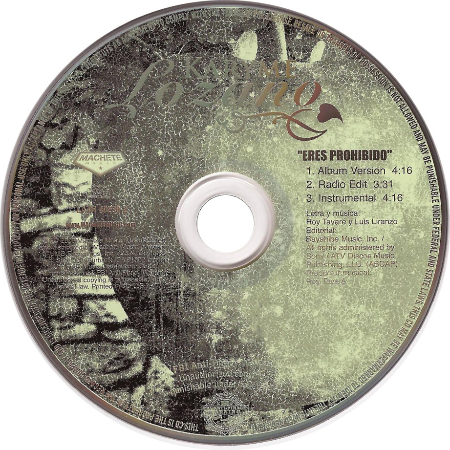 Cartula Cd de Karyme Lozano - Eres Prohibido (Cd Single)