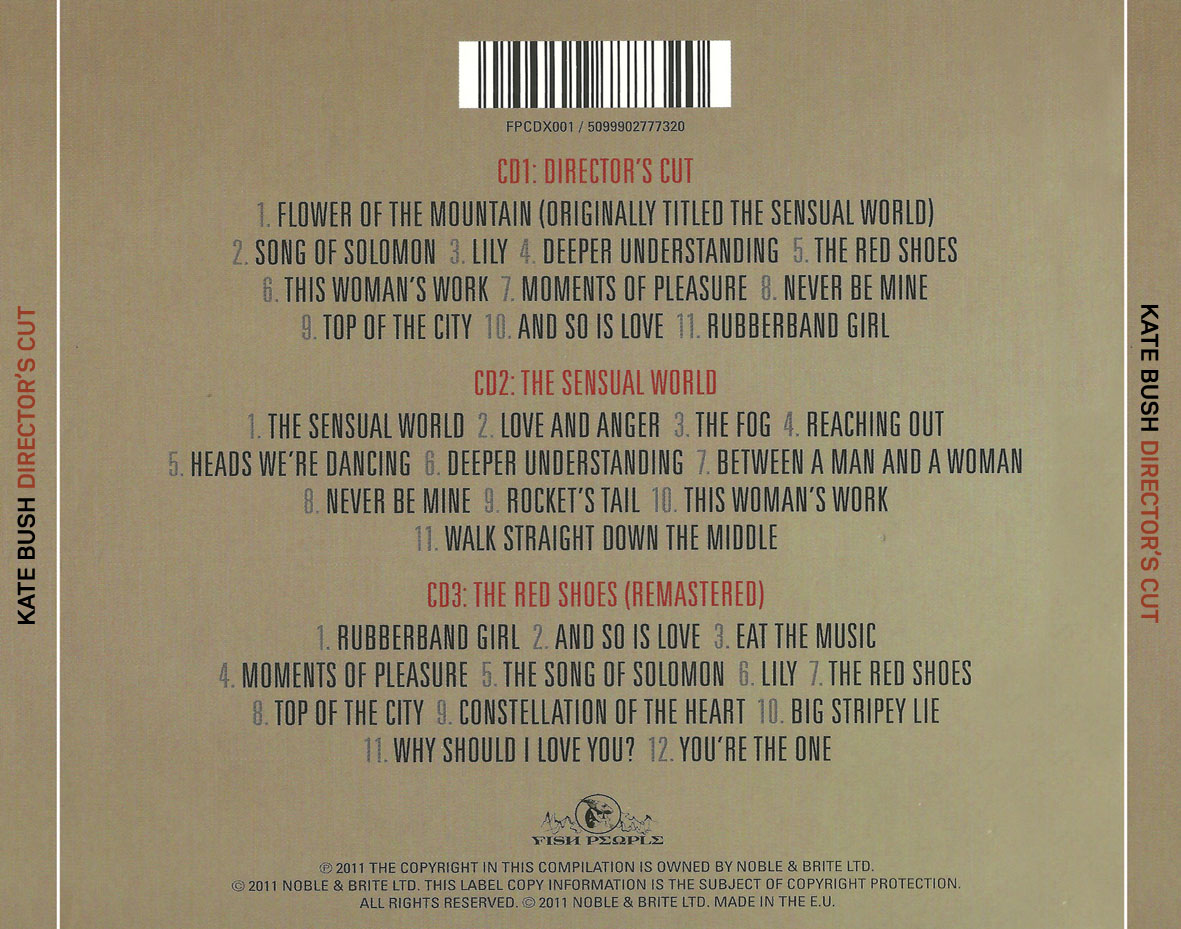 Cartula Trasera de Kate Bush - Director's Cut (Deluxe Edition)