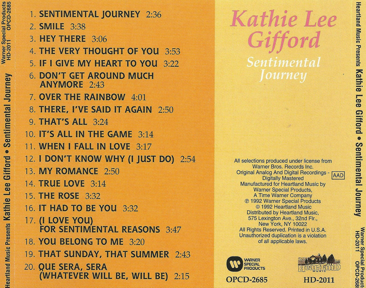 Cartula Trasera de Kathie Lee Gifford - Sentimental Journey