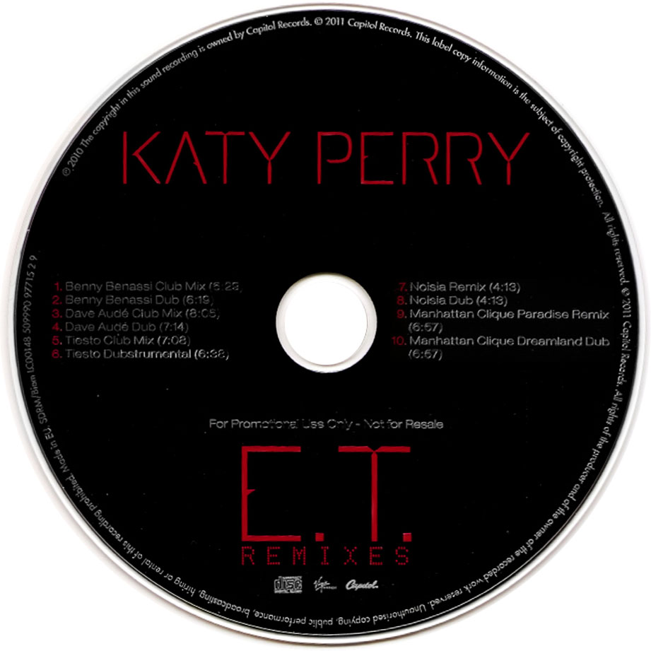 Cartula Cd de Katy Perry - E.t. (Remixes) (Cd Single)