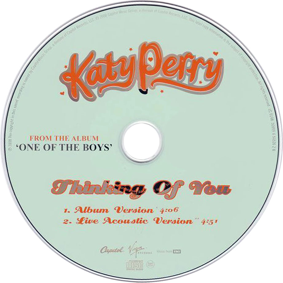 Cartula Cd de Katy Perry - Thinking Of You (Cd Single)