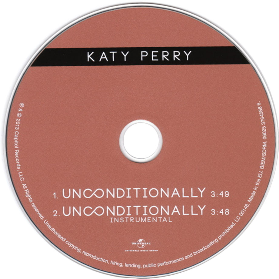 Cartula Cd de Katy Perry - Unconditionally (Cd Single)