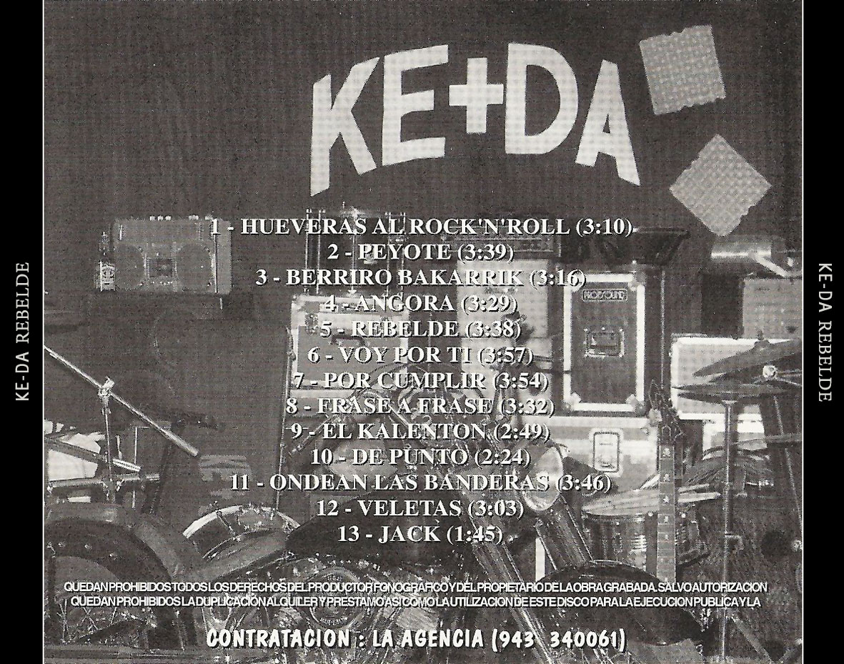Cartula Trasera de Ke+da (Errenteria) - Rebelde