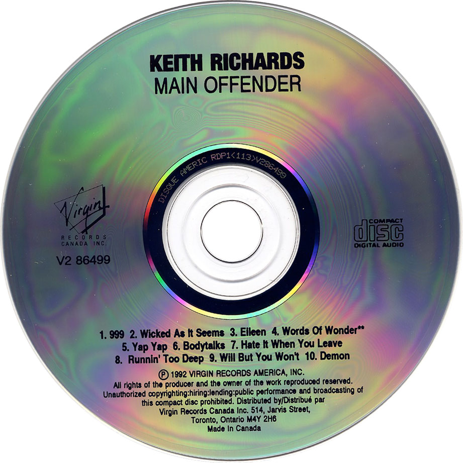 Cartula Cd de Keith Richards - Main Offender