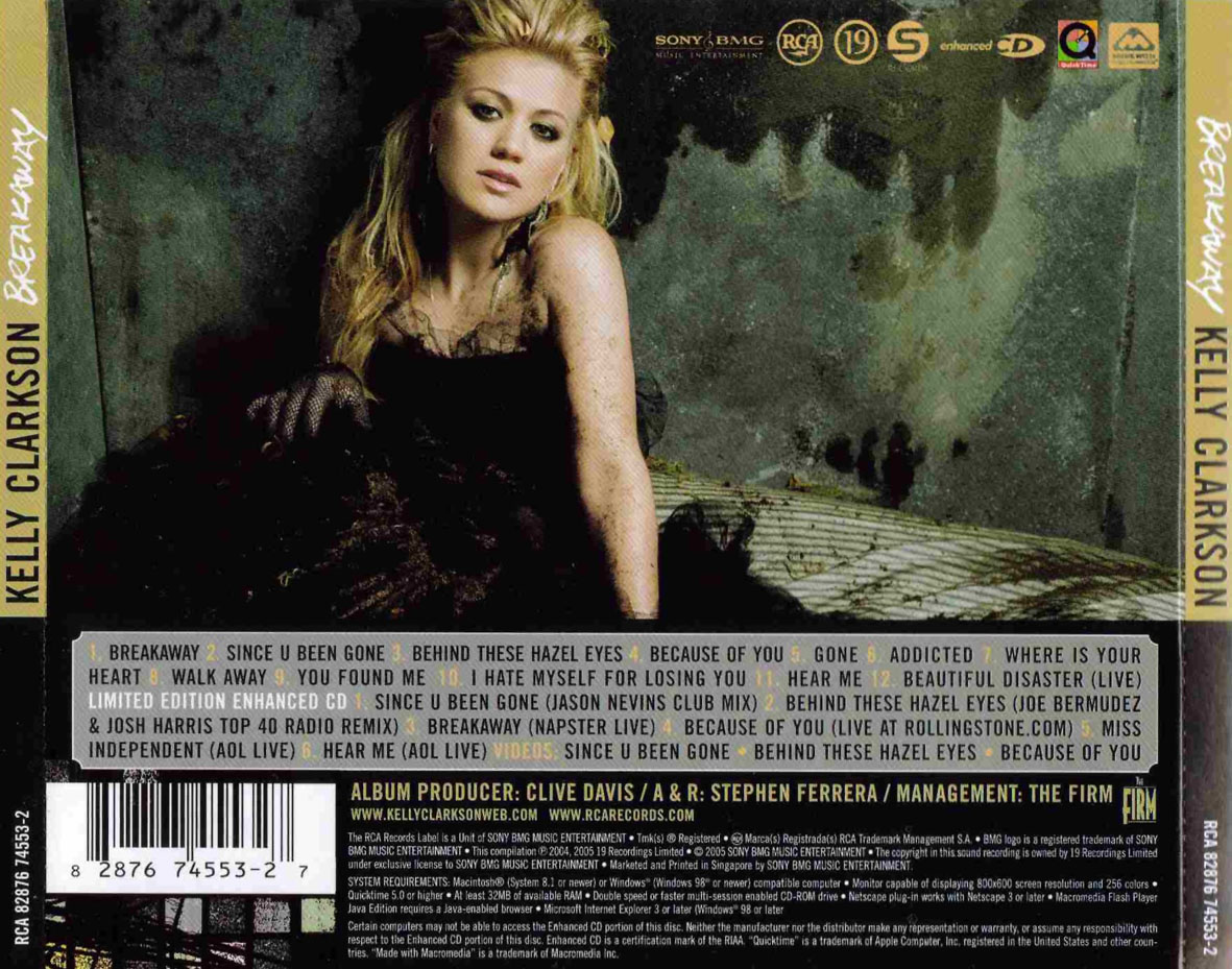 Cartula Trasera de Kelly Clarkson - Breakaway (Limited Edition)