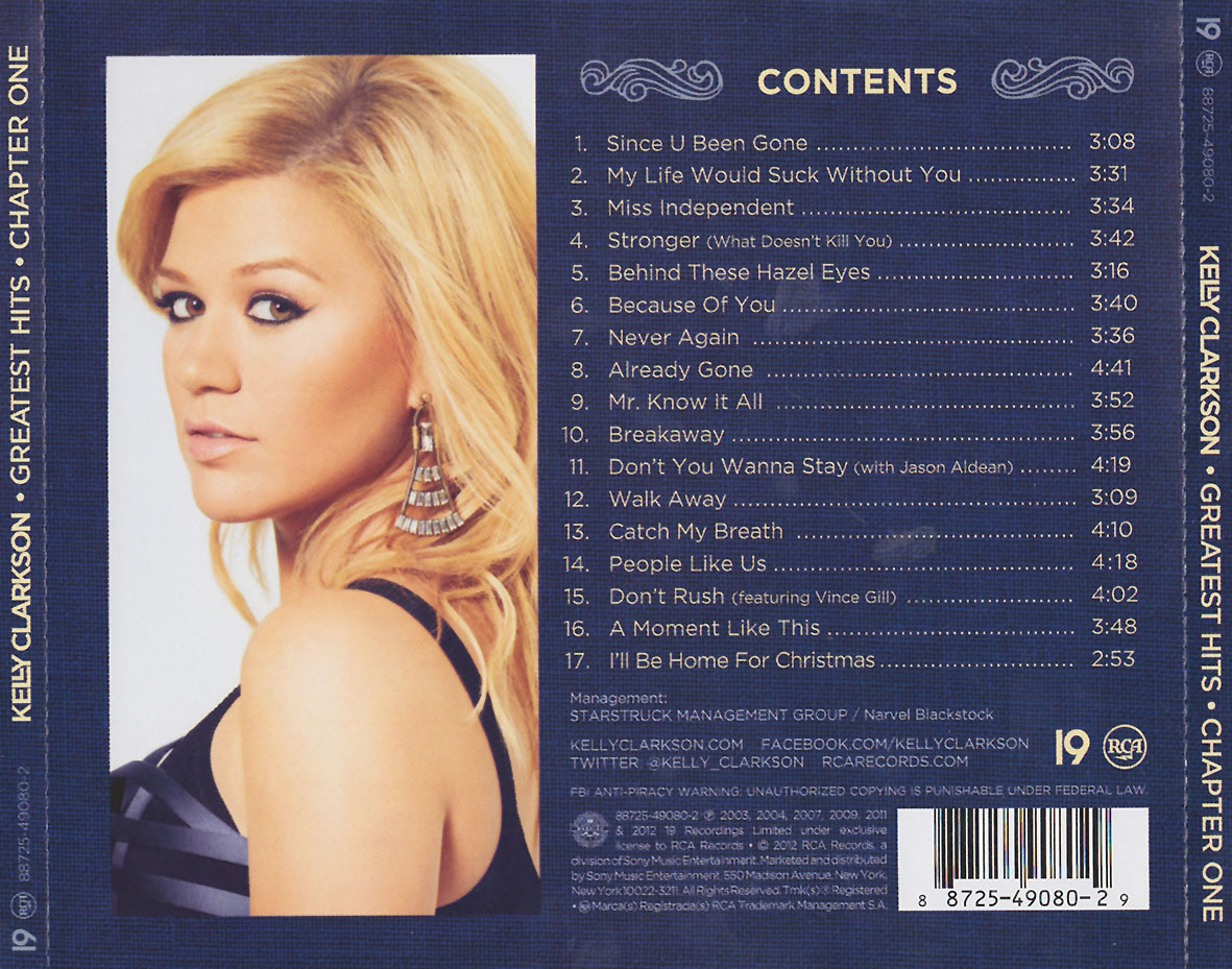 Cartula Trasera de Kelly Clarkson - Greatest Hits Chapter One (17 Canciones)