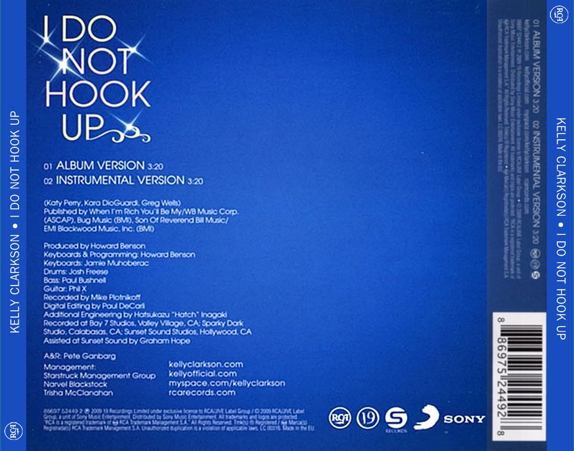 Cartula Trasera de Kelly Clarkson - I Do Not Hook Up (Cd Single)