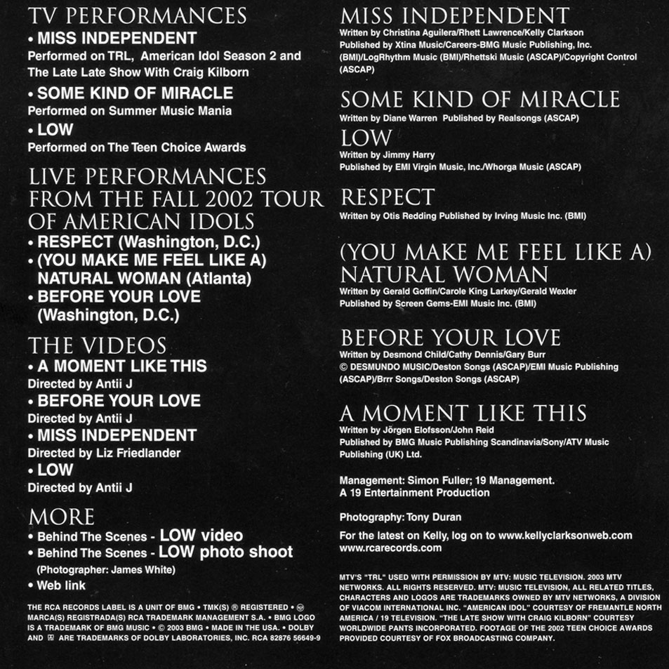 Cartula Interior Frontal de Kelly Clarkson - Miss Independent (Dvd)