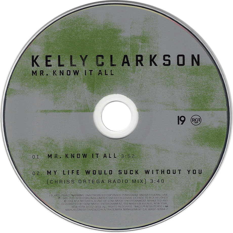 Cartula Cd de Kelly Clarkson - Mr. Know It All (Cd Single)