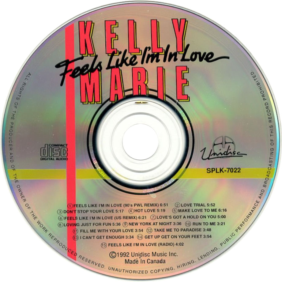 Cartula Cd de Kelly Marie - Feels Like I'm In Love (1994)